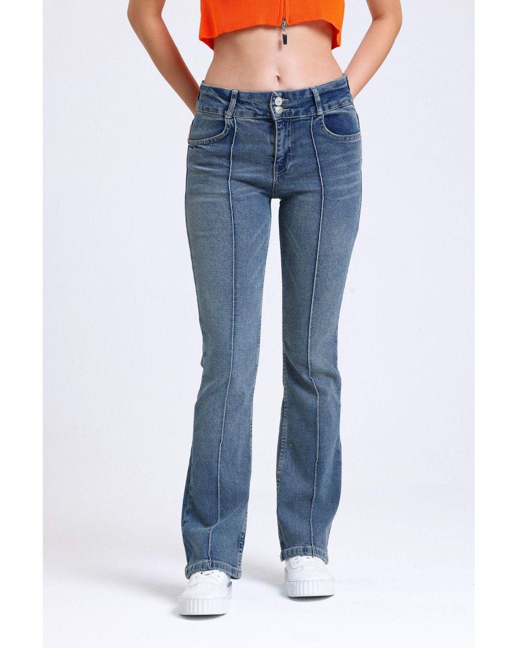 Hiccup Blue Mid-Waist Straight-Leg Jeans