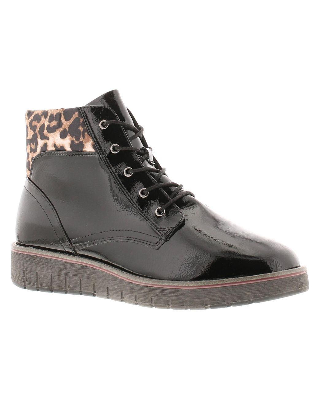Marco Tozzi Black Boots Ankle Mollie Lace Up Patent