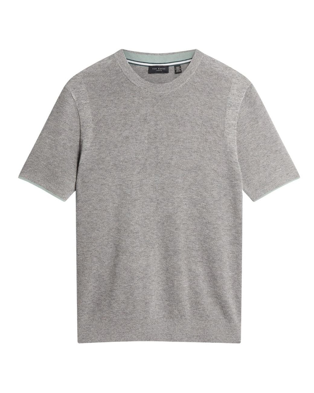 Ted Baker Gray Voisin Mixed Ribbed T-Shirt for men
