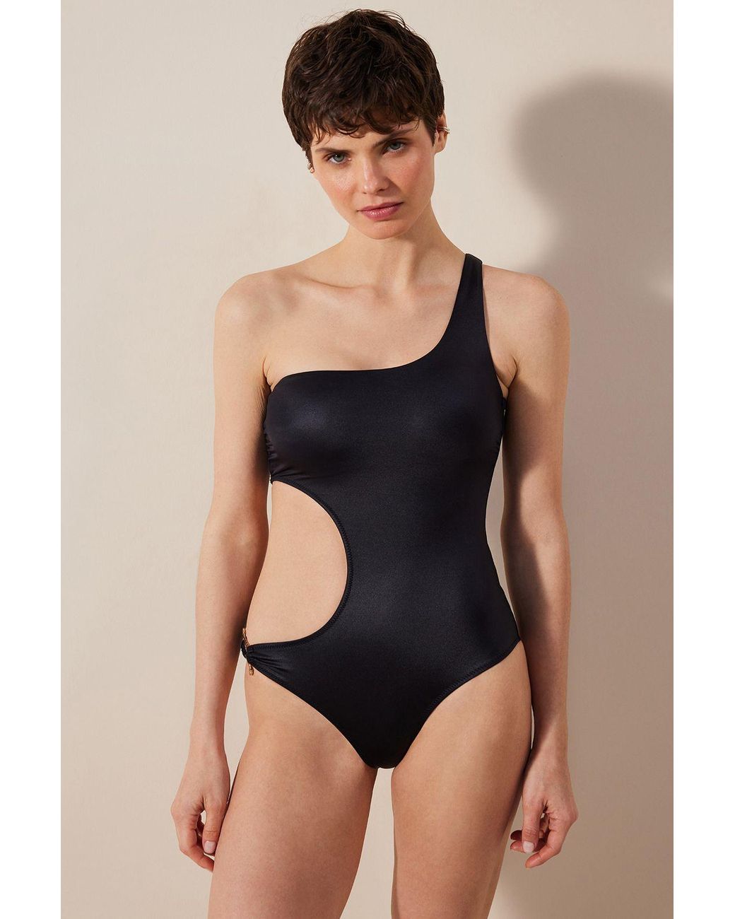 Penti Black Cut-Out Knit One-Piece Swimsuit