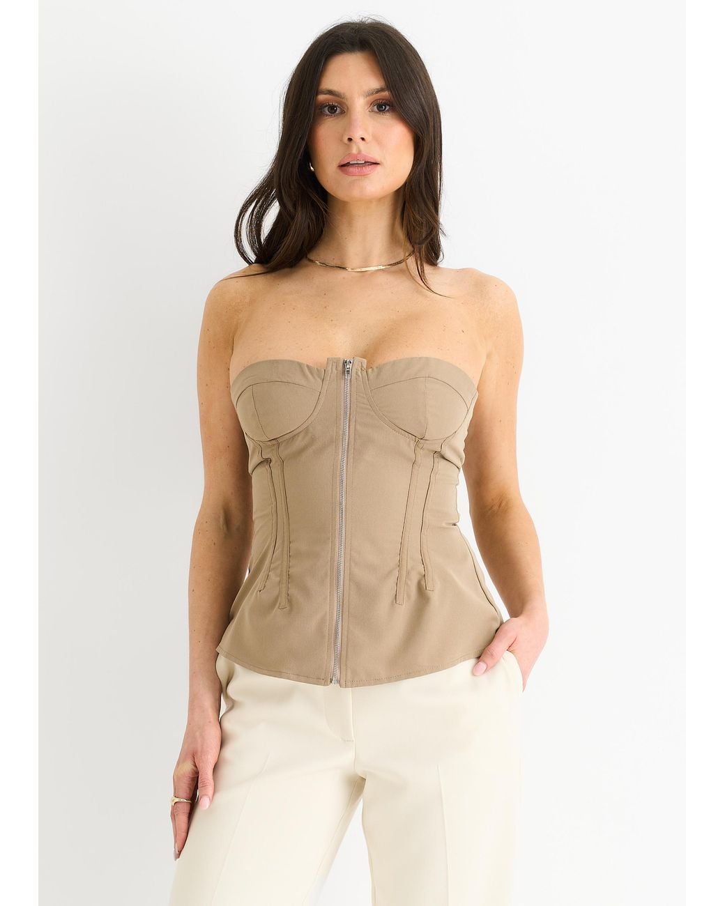 Gini London White Seam Detail Bandeau Top