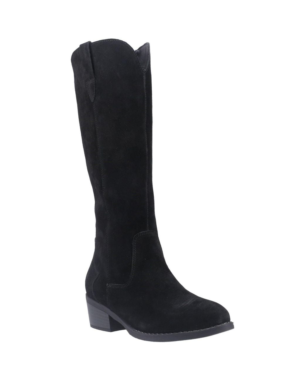 Hush Puppies Black Isabella Suede Heeled Knee High Boots