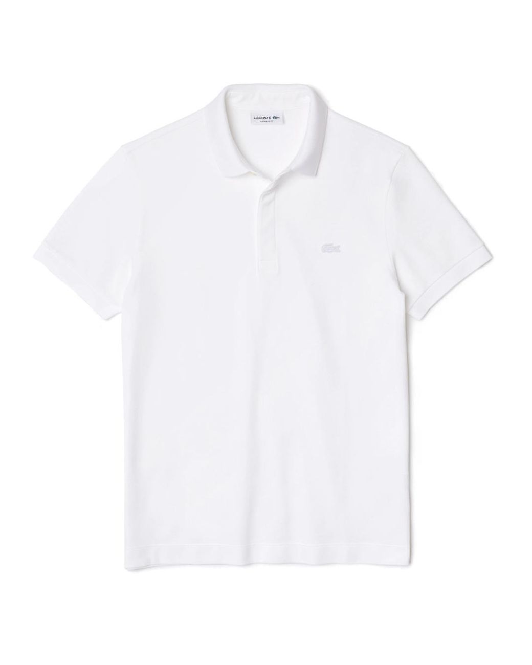 Lacoste White Paris Regular Stretch Cotton Piqué Polo Shirt for men