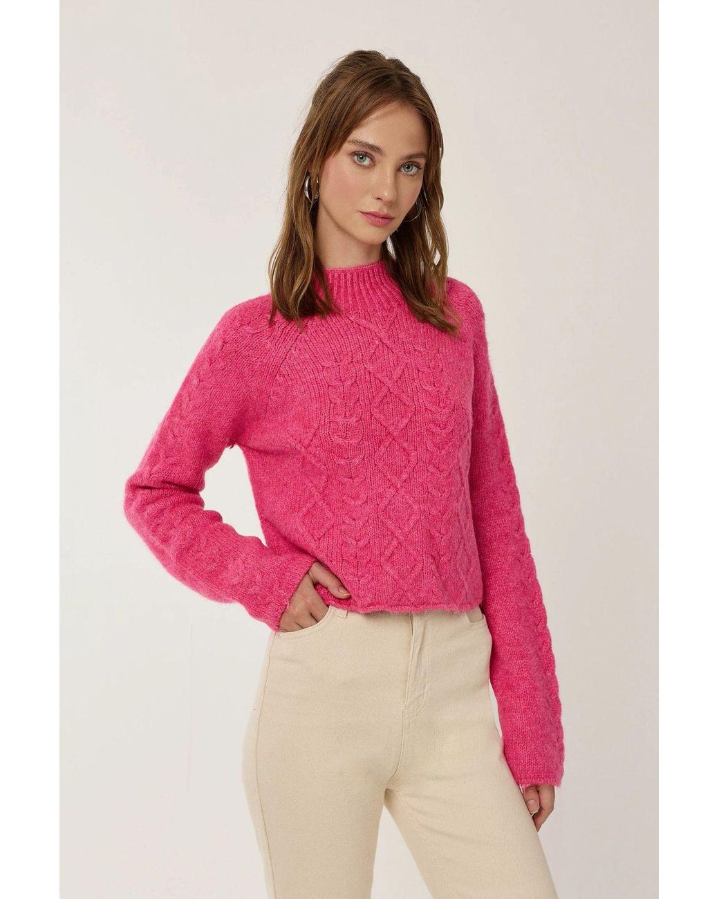 Hiccup Pink Knitted High-Neck Sweater