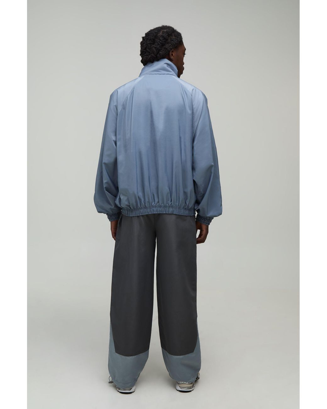 BoohooMAN Blue Tall Oversized Funnel Neck Circa 98 Track Jacket for men