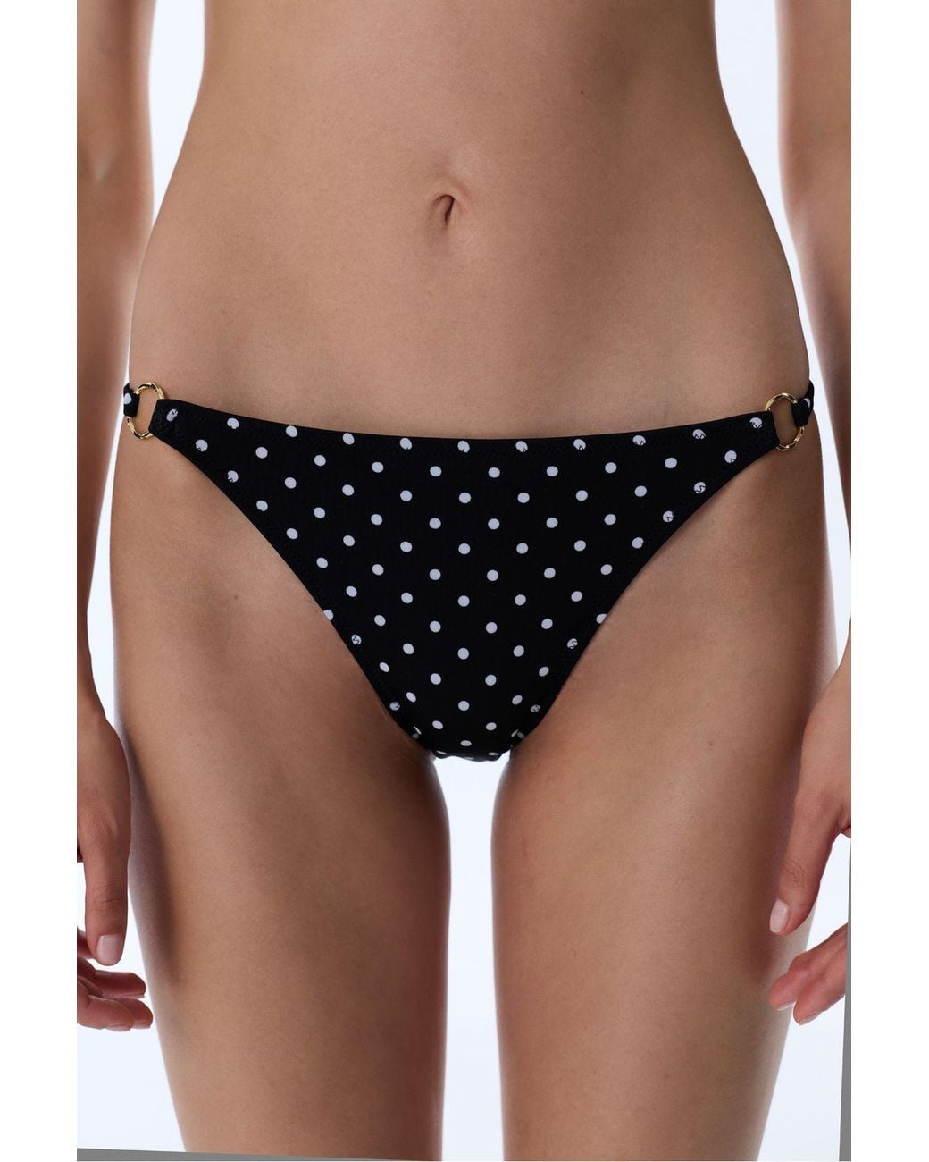 Penti Black Polka Dot Side Mid-Waist Bikini Bottoms