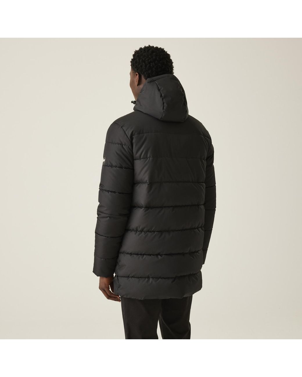 Regatta Black Laviver Hooded Warm Winter Outdoor Padded Jacket Coat for men