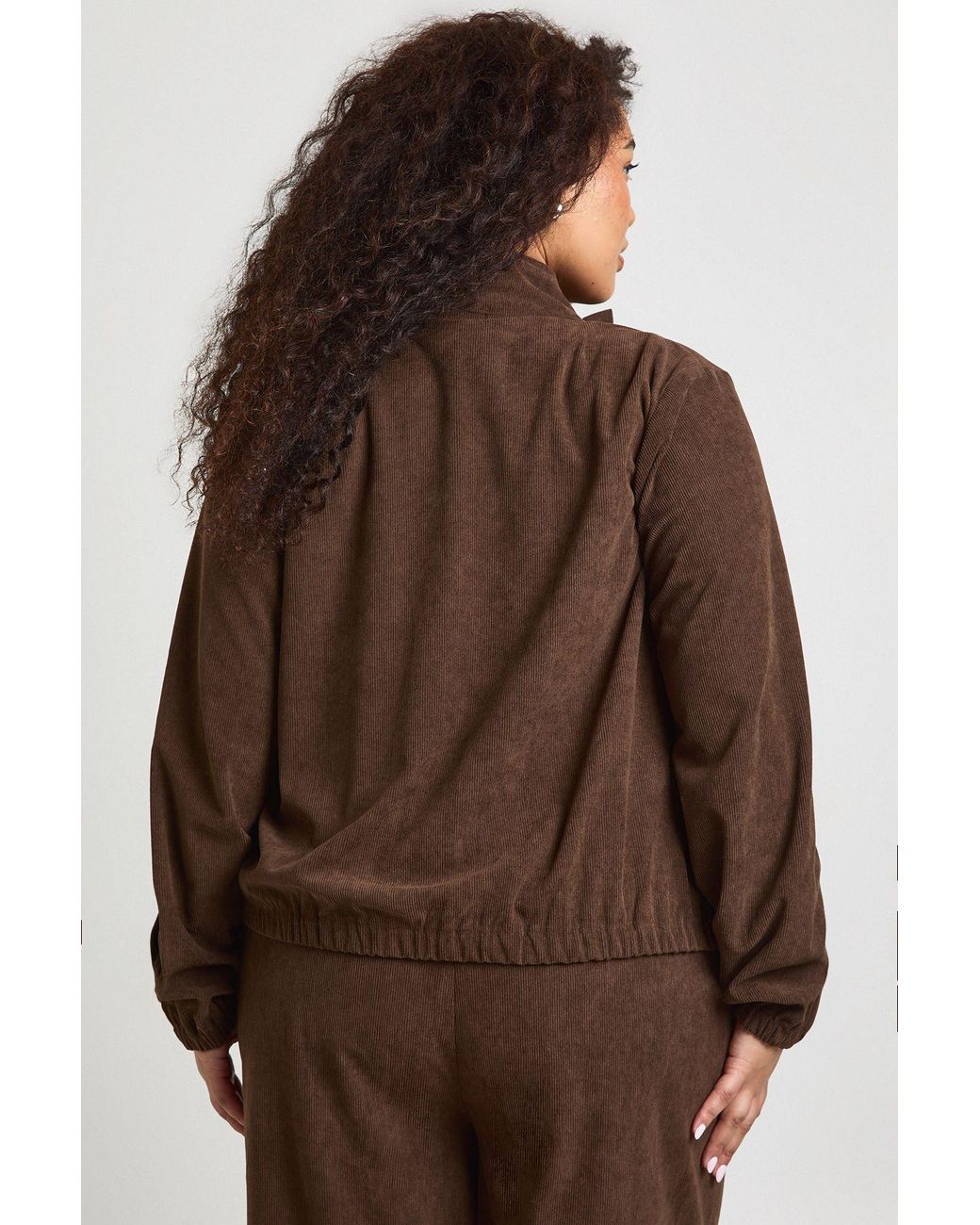 Boohoo Brown Plus Cord Utility Jacket