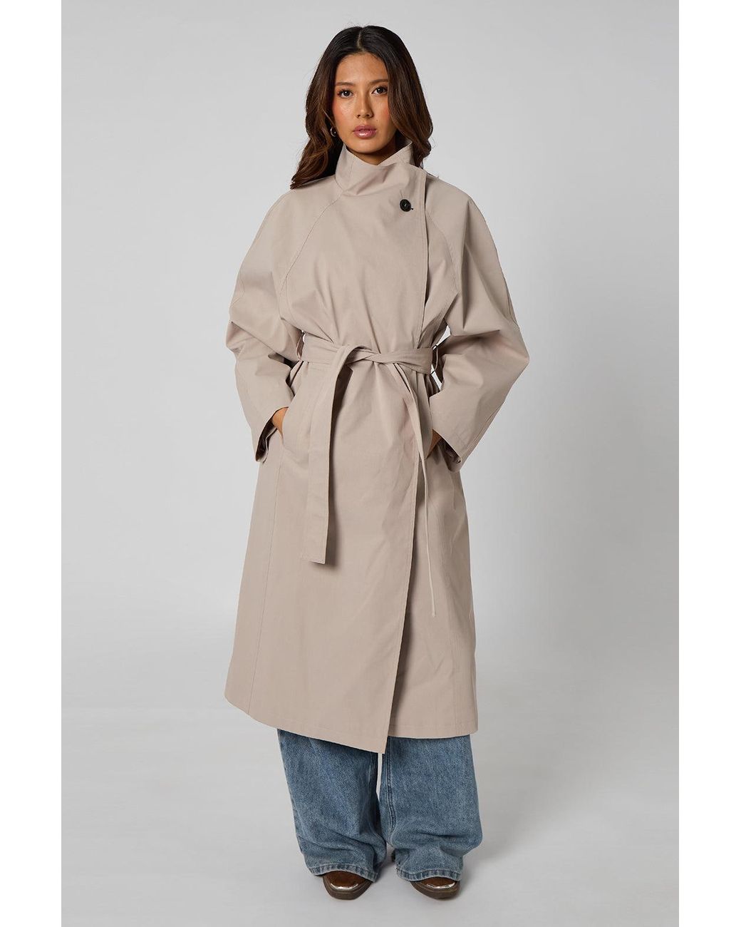 Urban Bliss Natural High Neck Button Trench