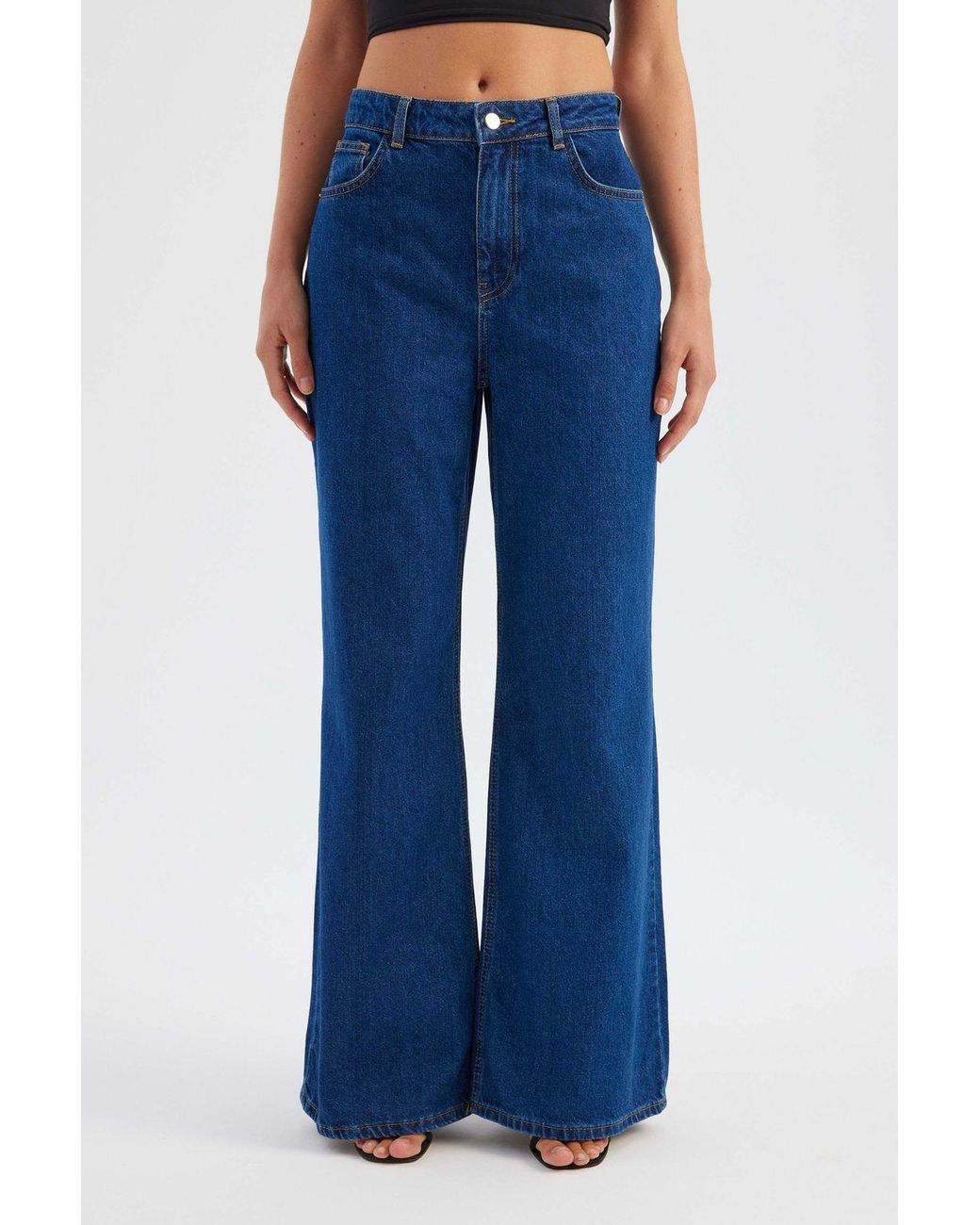 Hiccup Blue High-Waist Straight-Leg Jeans
