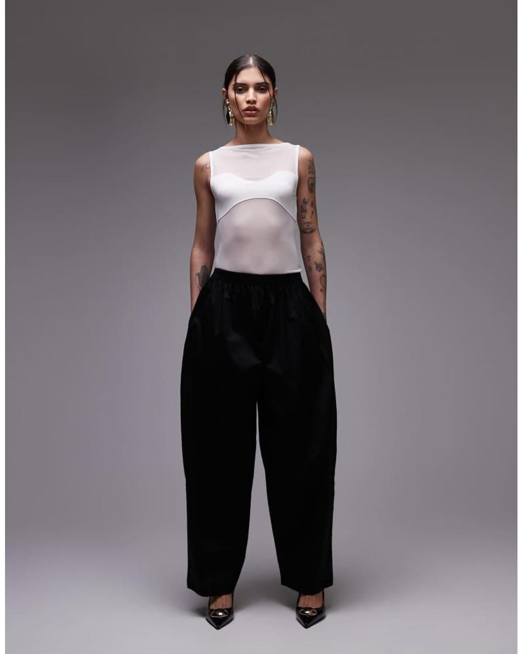 ASOS Gray Mesh Panel Fabric Mix Body