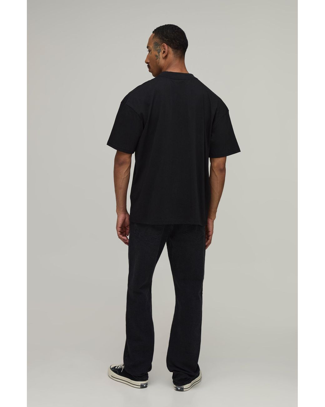 BoohooMAN Black Oversized Muse License Print T-Shirt for men