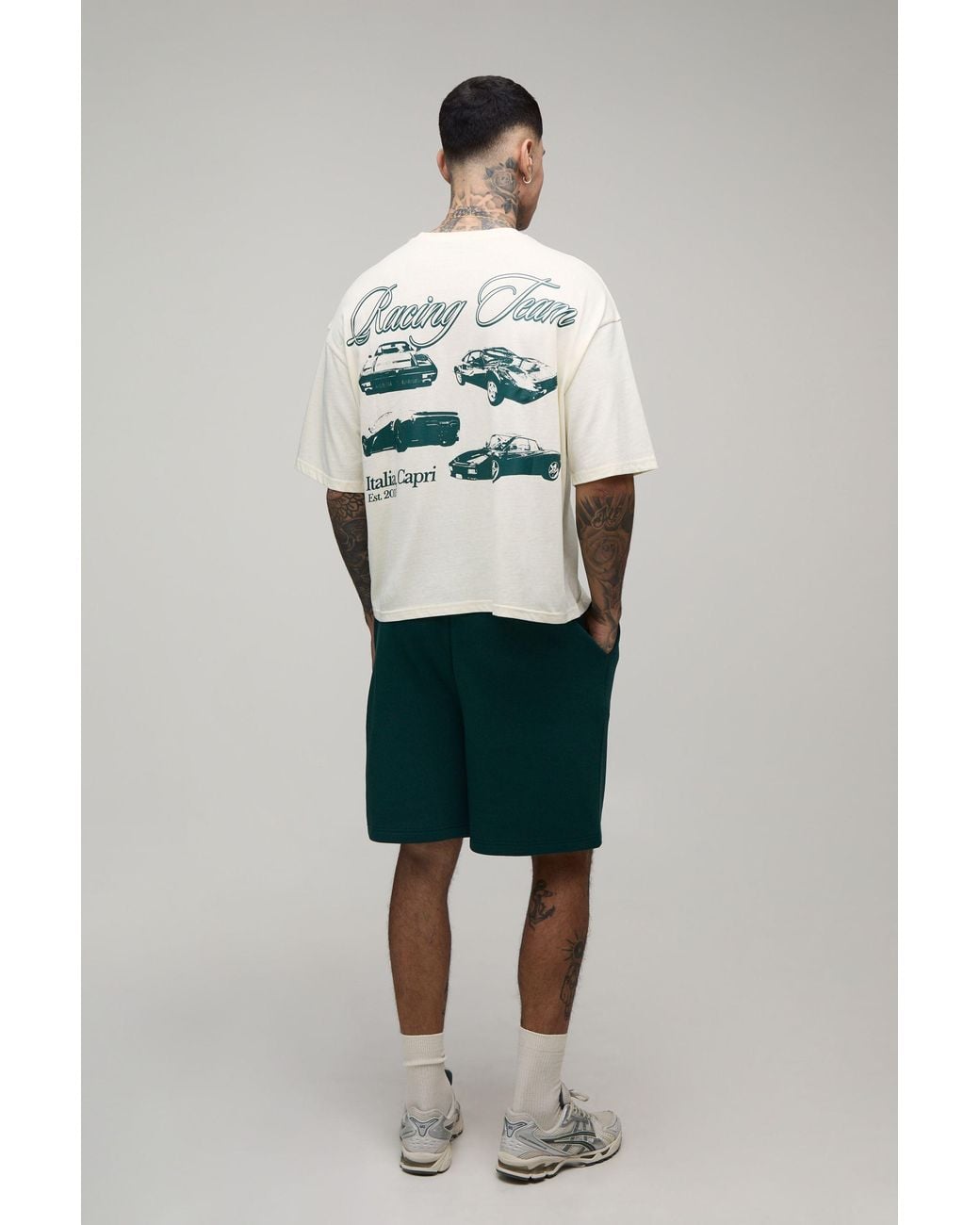 BoohooMAN Multicolor Tall Oversized Boxy Italia Capri T-Shirt & Baggy Short Set for men