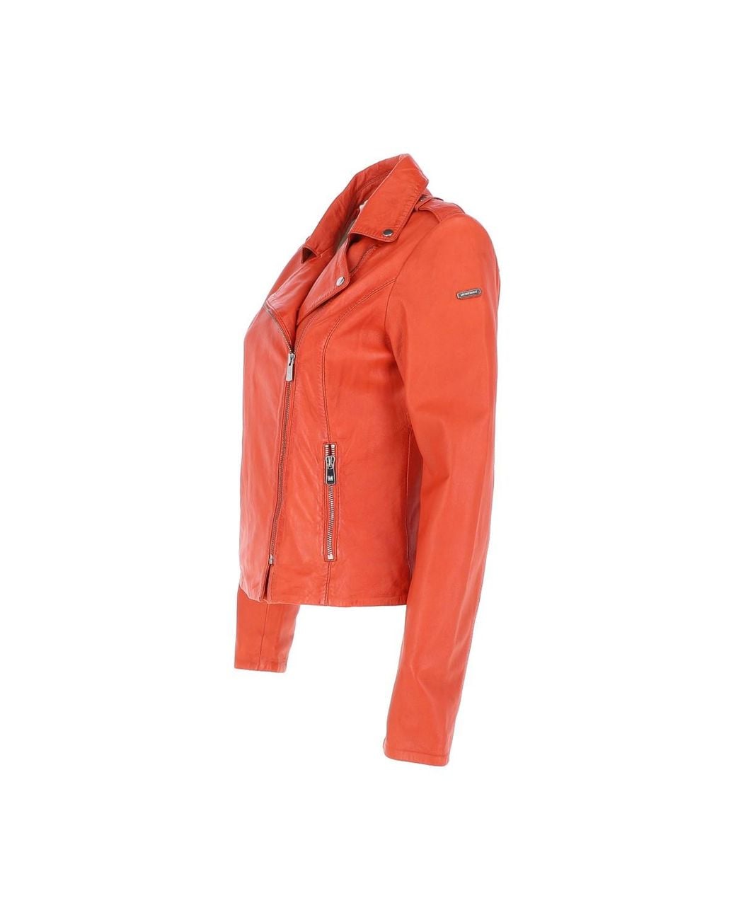 Monom Red 'Wendy' Real Leather Side Zip Biker Jacket