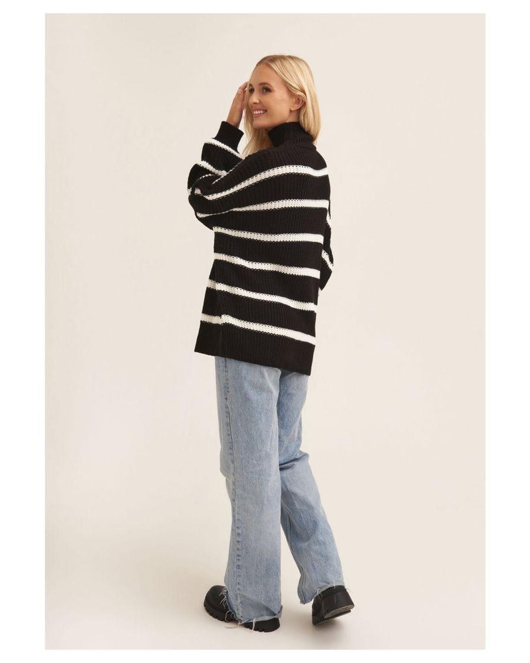 Gini London Black Chunky Knit High Neck Jumper