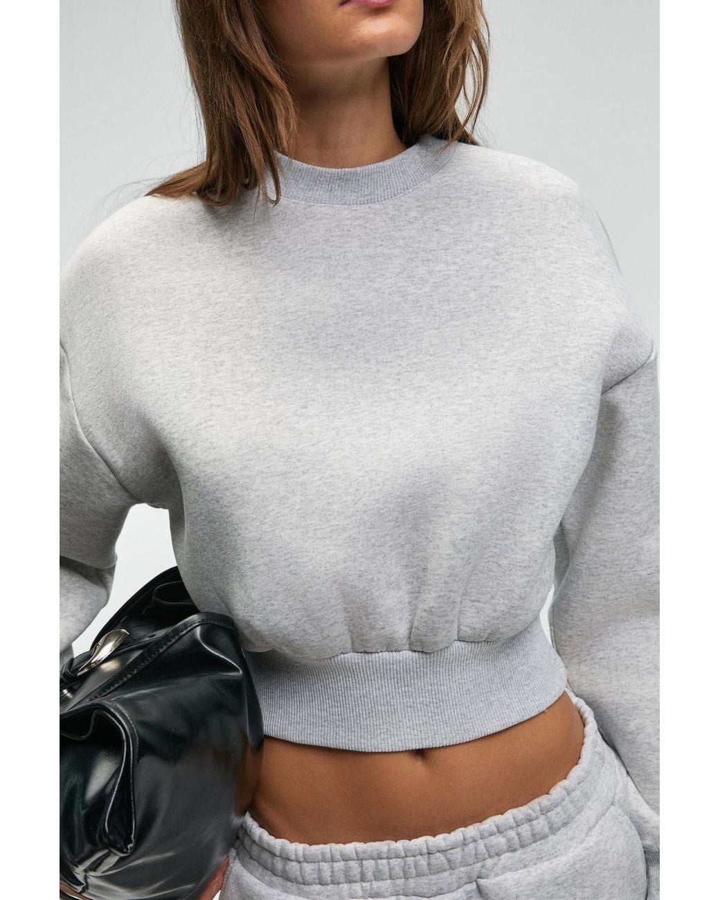 Grimelange Gray Crop Crew Neck Sweatshirt
