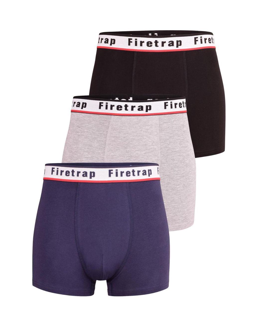 Firetrap Blue Multi 3 Pack Cotton Stretch Boxers With Logo Waistband for men