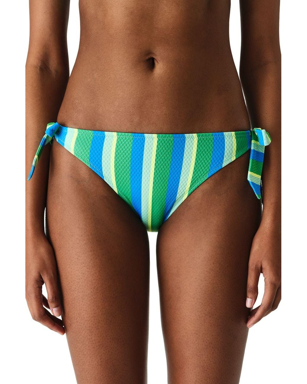 Penti Blue Davina Striped Textured Low Waist Bikini Bottom