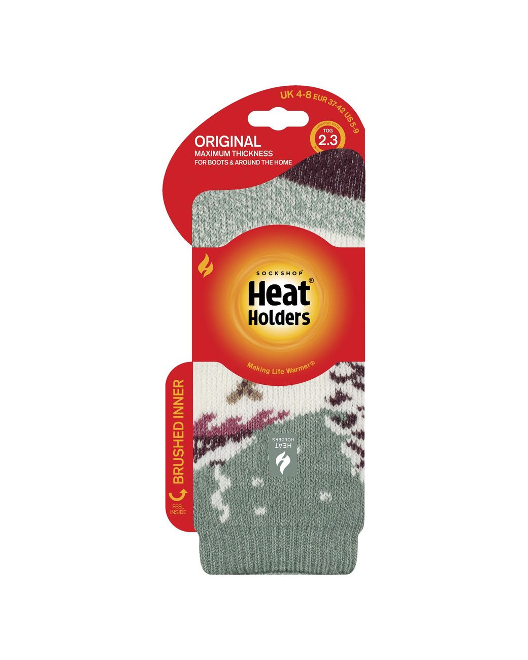 Heat Holders Gray Ladies Original Christmas Patterned Novelty Thermal Socks