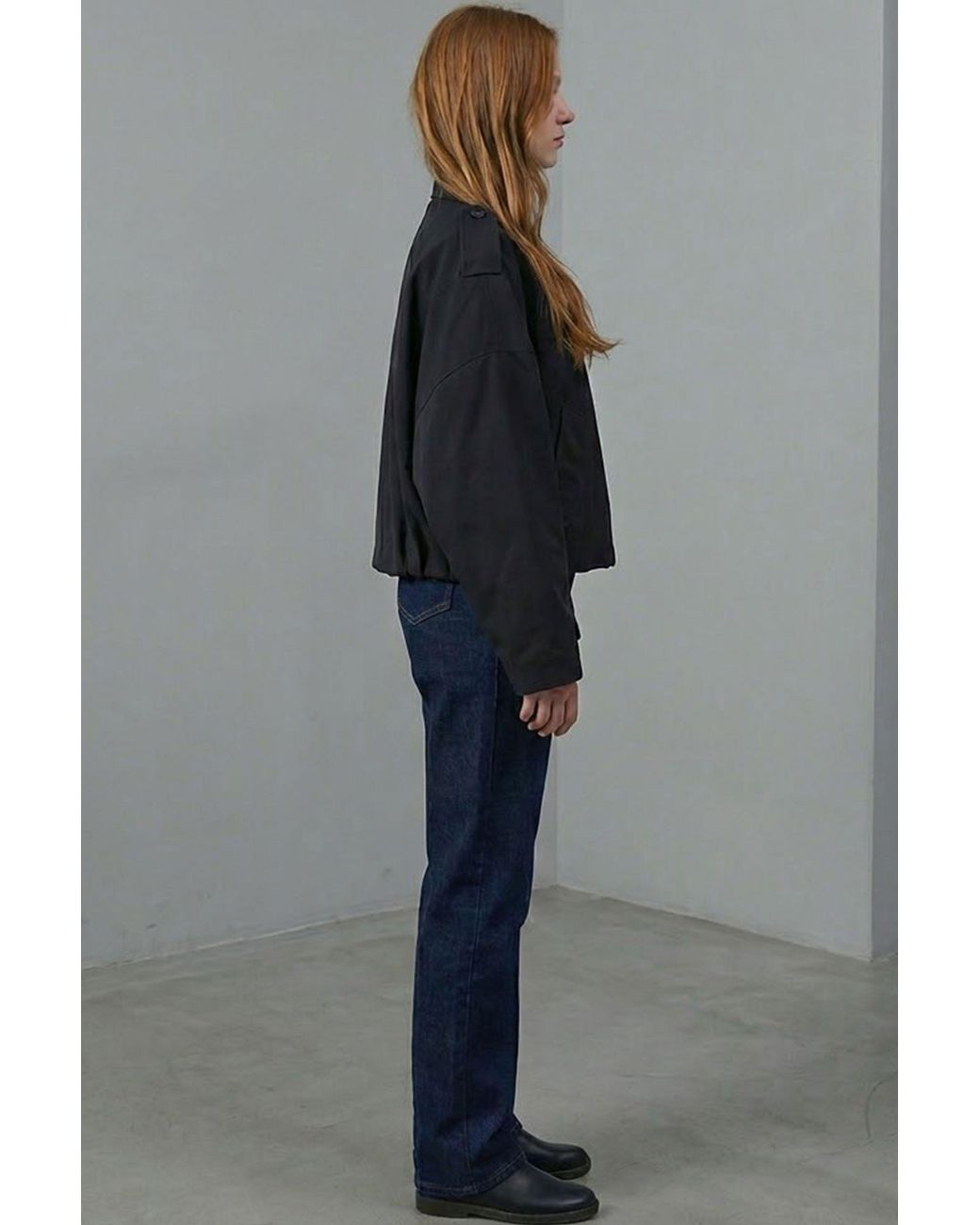Bigdart Gray Gabardine Bomber Jacket With Zipper Closure