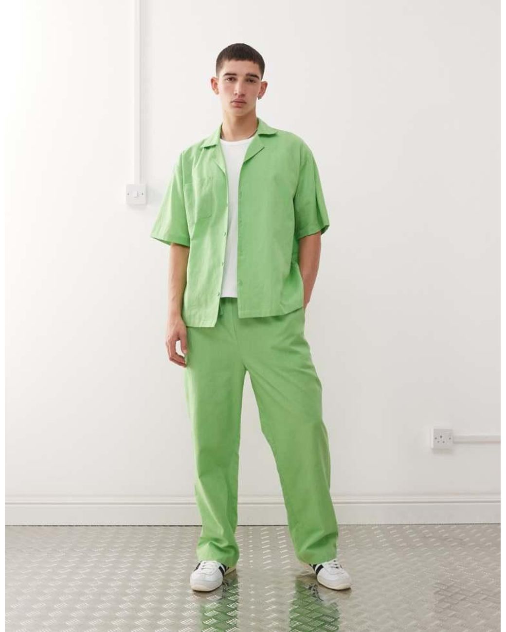 Collusion Green Textured Woven Shirt for men