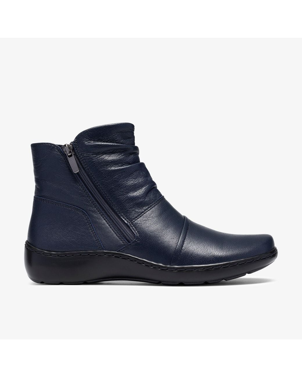 Clarks Blue Cora Pace Leather Boots