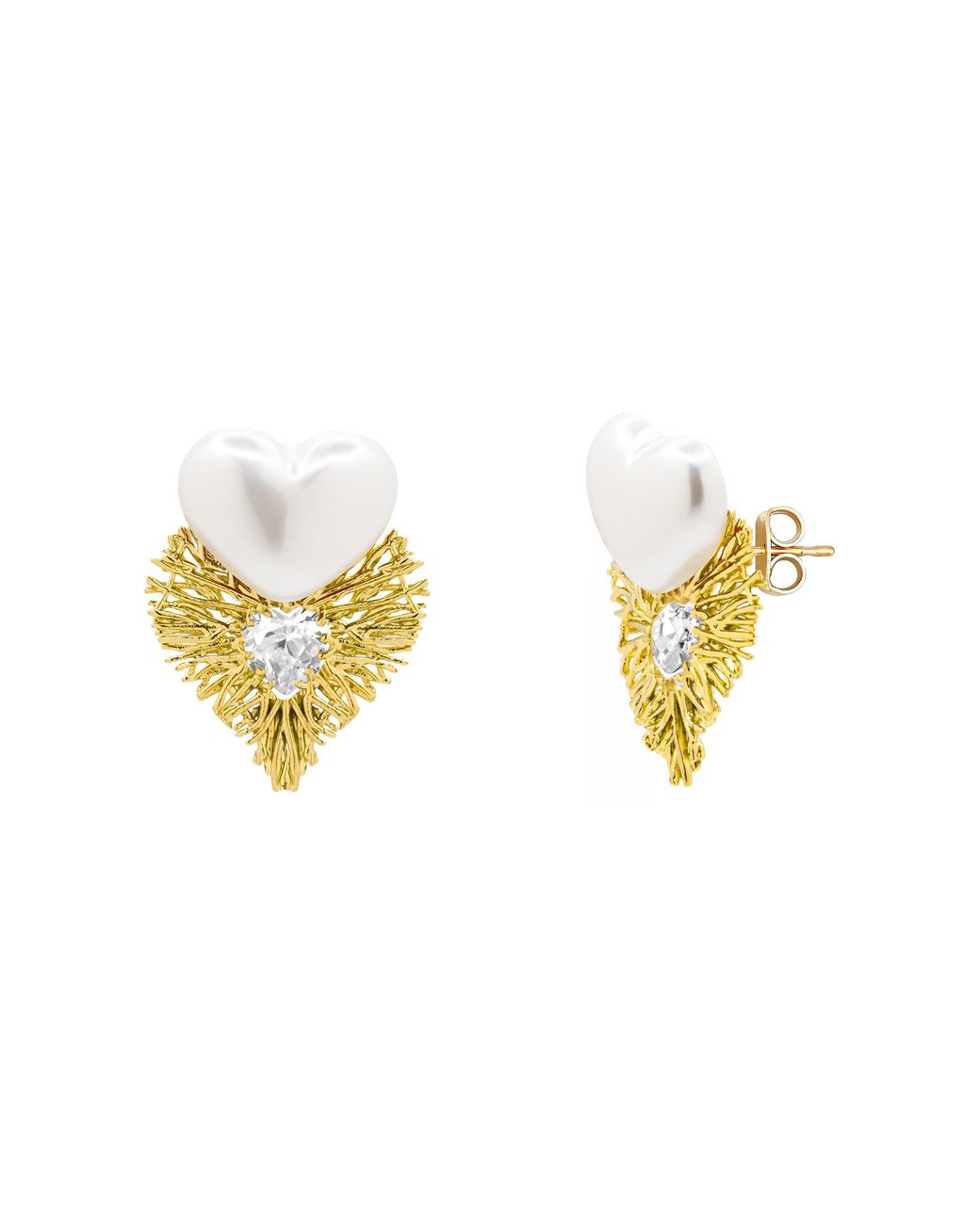 The Jewellery Stockroom Metallic Plated Statement Heart Stud Earrings
