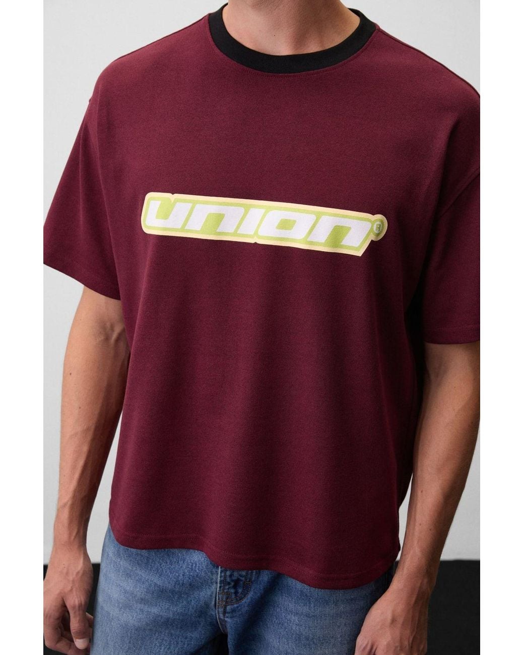 Grimelange Red Printed Logo Crew Neck T-Shirt for men