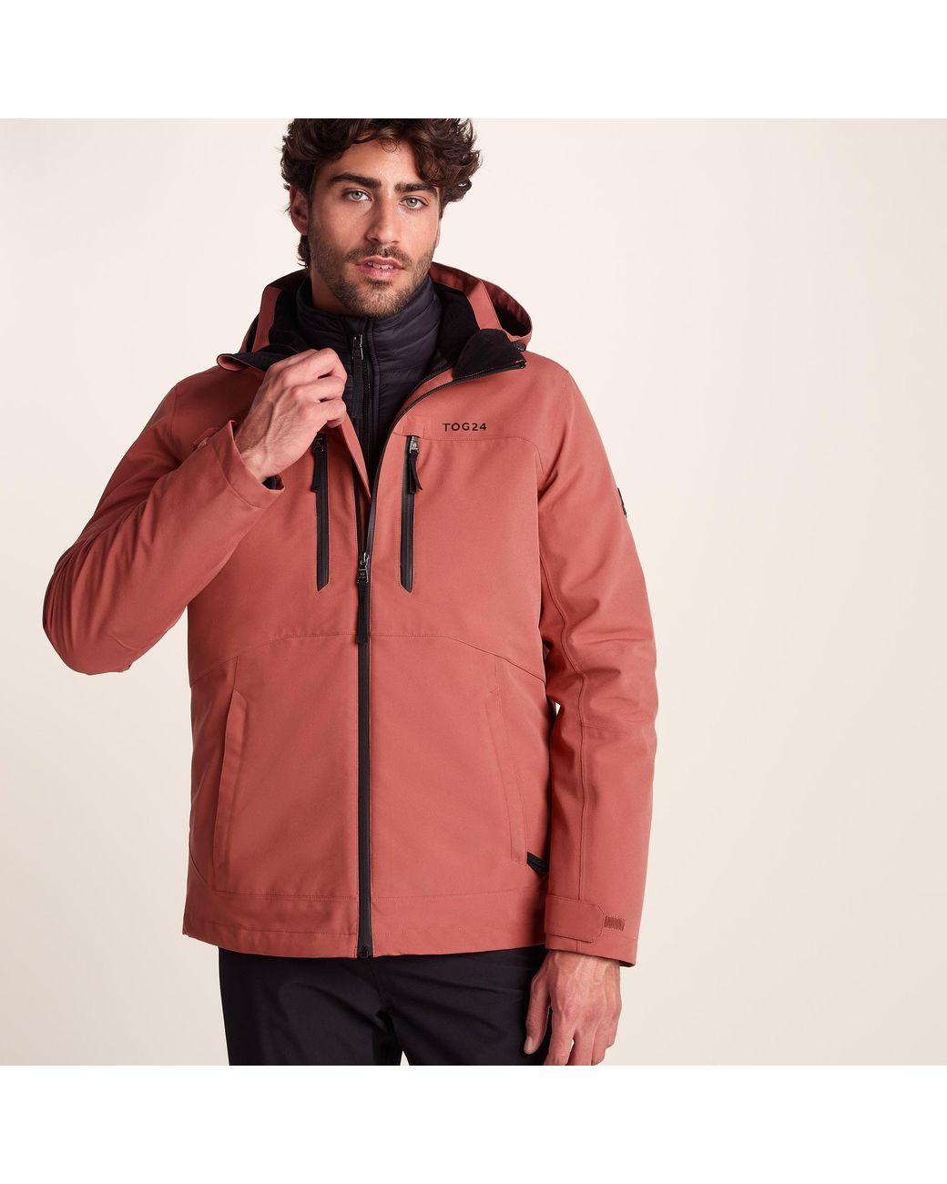 TOG24 Red Denton Waterproof 3In1 Jacket Clay for men