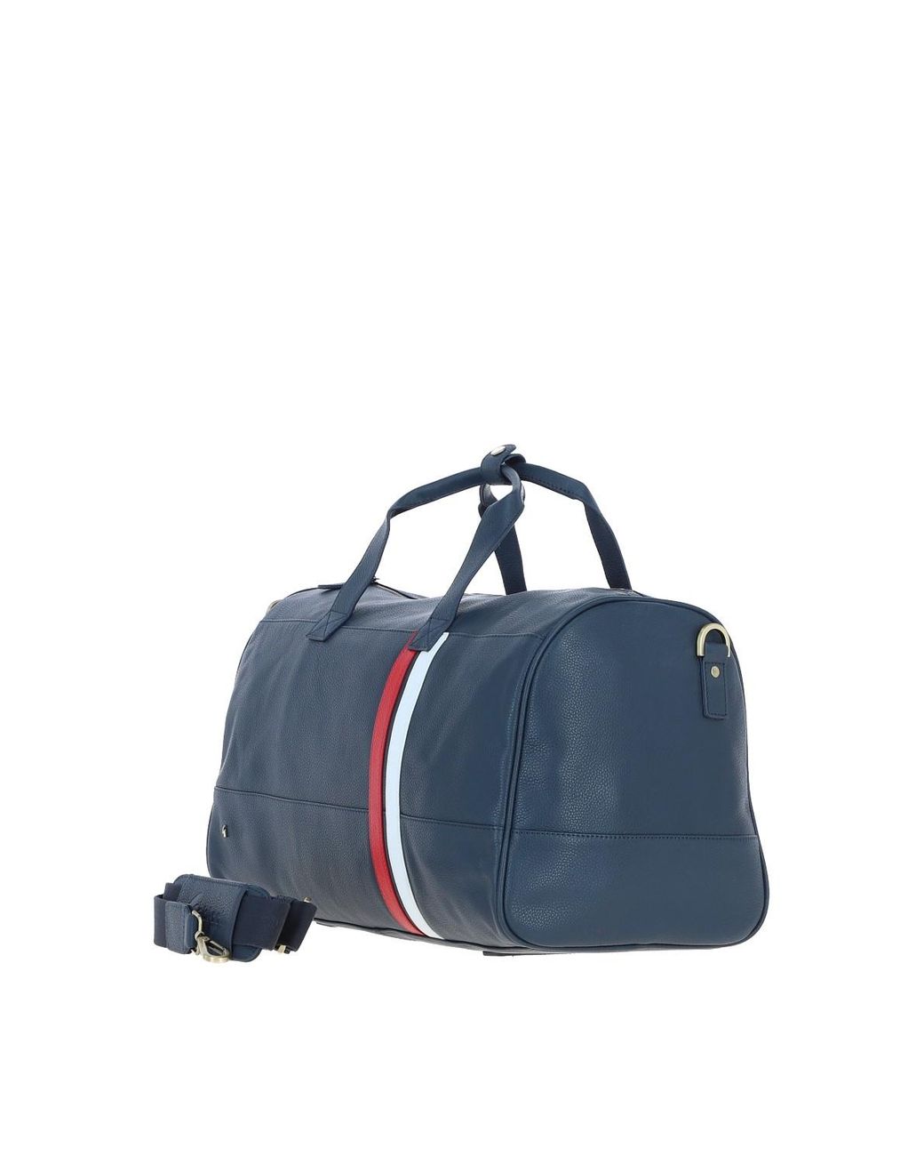 Gabicci Blue Real Leather Holdall With Striped Front Detail for men