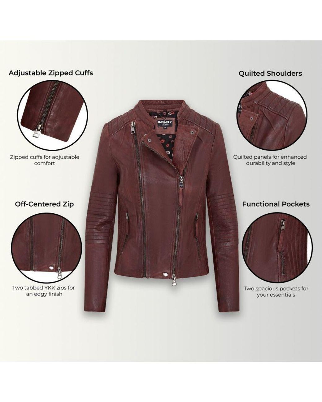 Infinity Leather Brown Biker Jacket