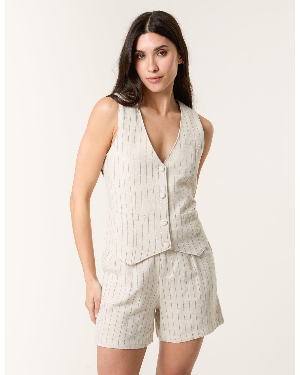Blue Vanilla Green Linen Pinstripe Waistcoat