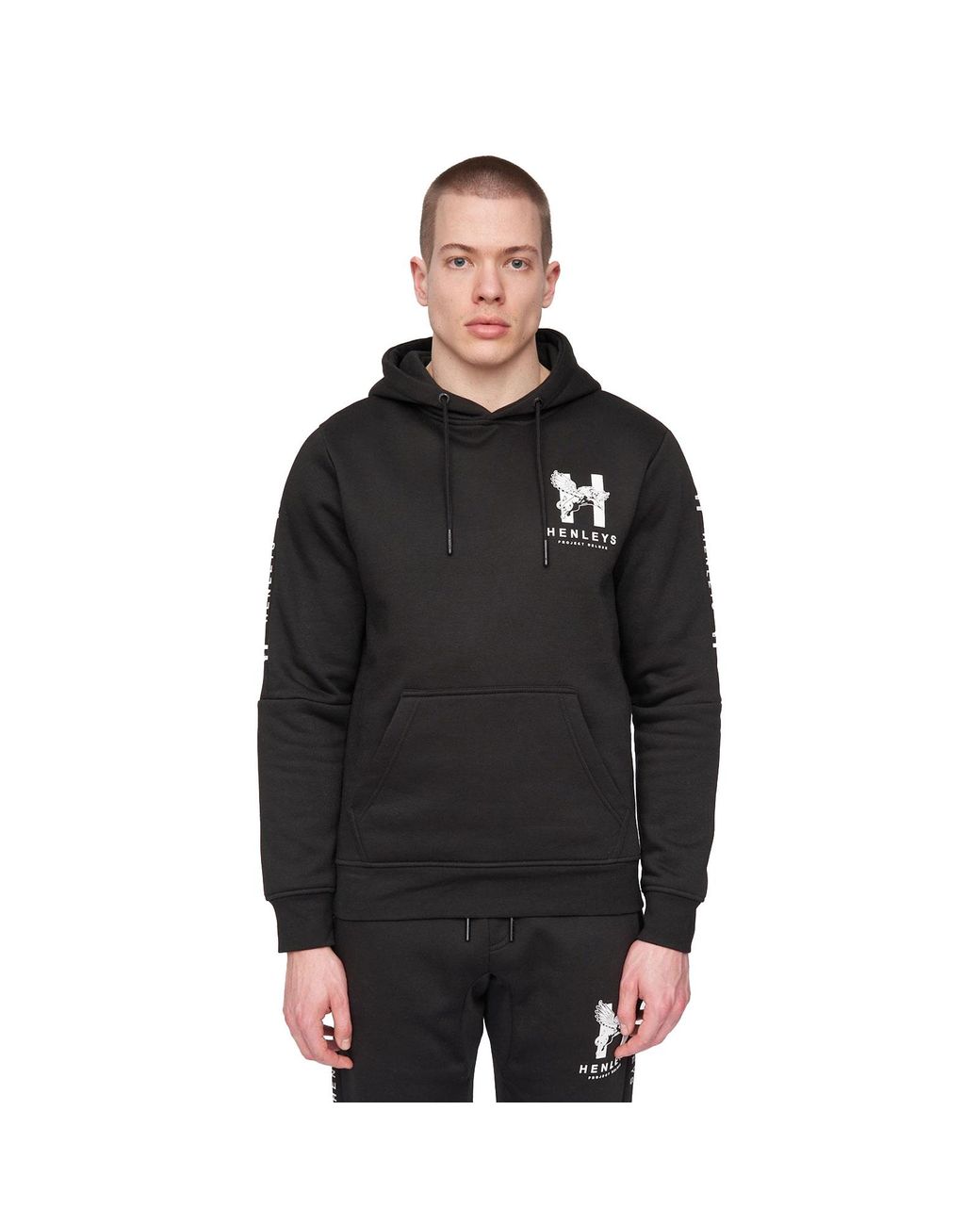 Henleys Black Tapehen Hoodie for men