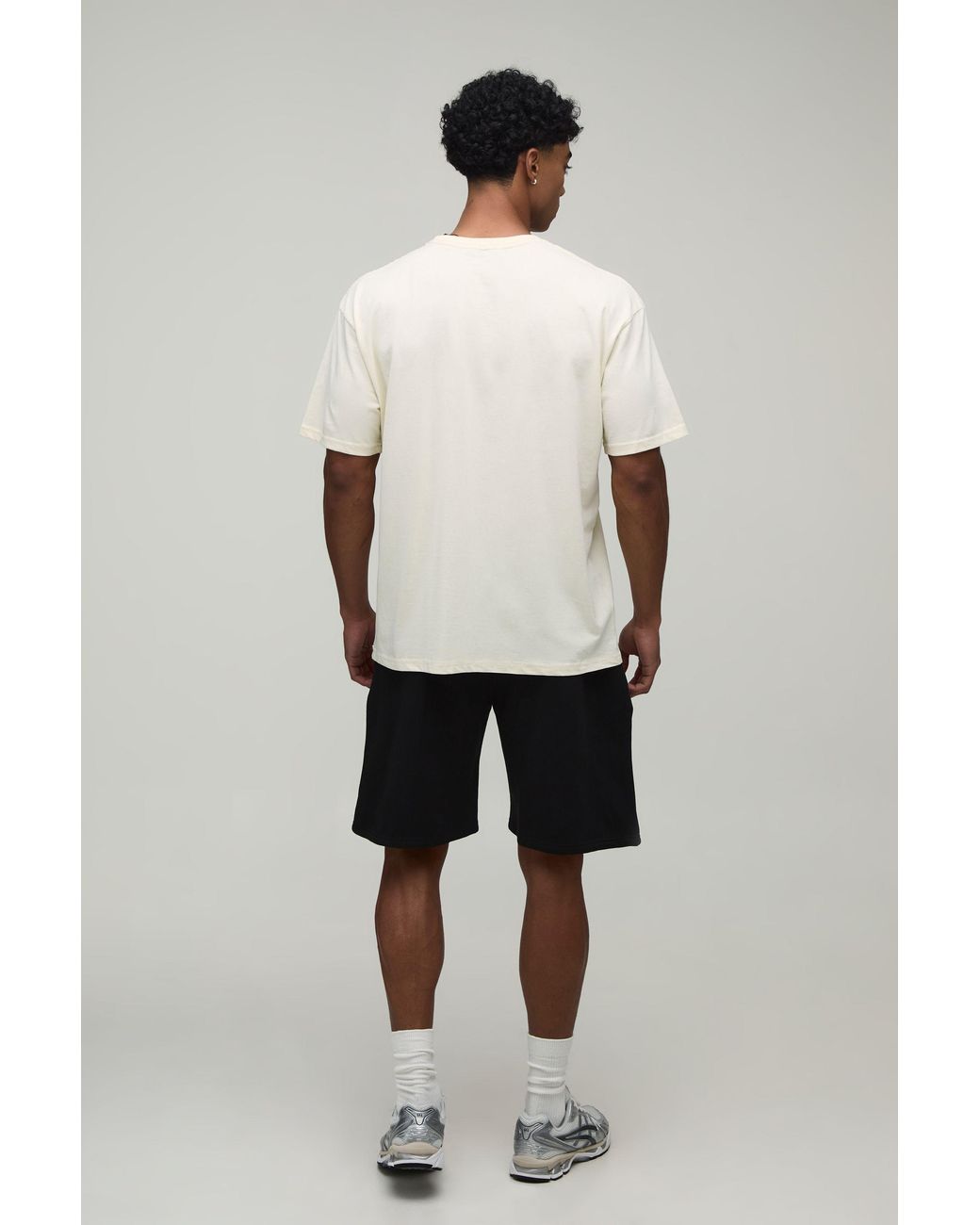 BoohooMAN White Oversized Monte Carlo Print T-Shirt & Short Set for men