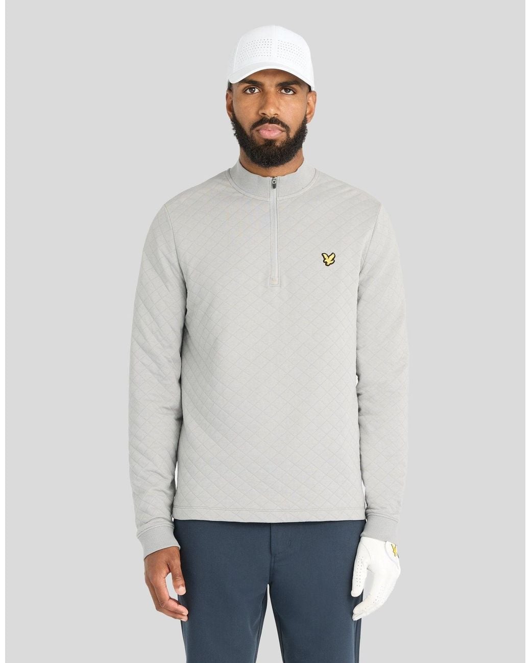 Lyle & Scott White Golf Quilted Half Zip Midlayer for men