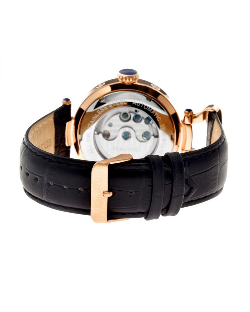 Heritor Multicolor Ganzi Semi-Skeleton Leather-Band Watch for men