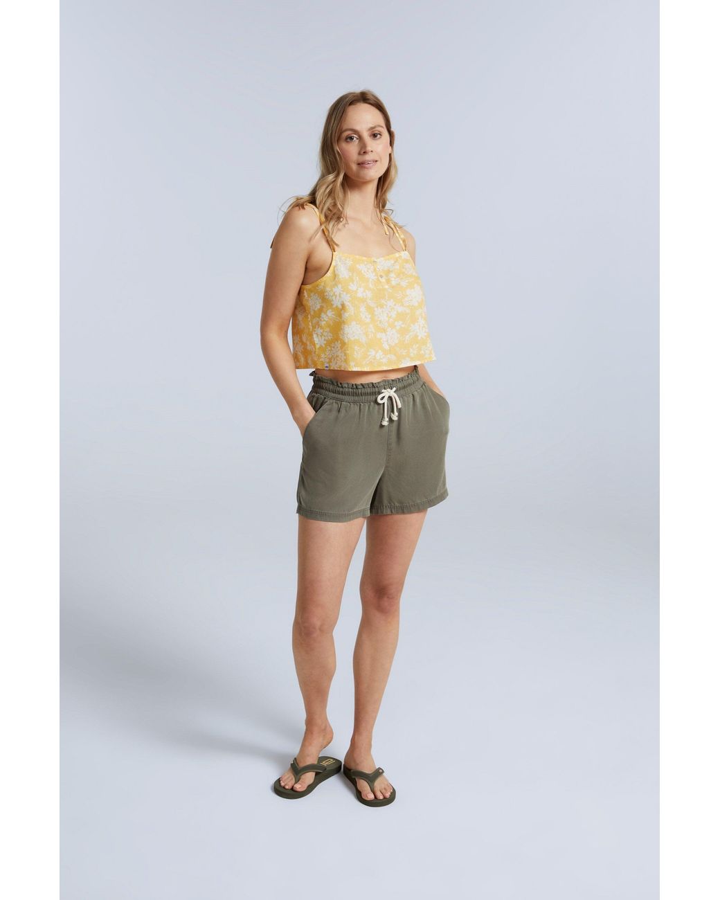 Mountain Warehouse Yellow 'Stella' Cropped Cami Casual Stretchy Lightweight Breathable Vest Top Cotton