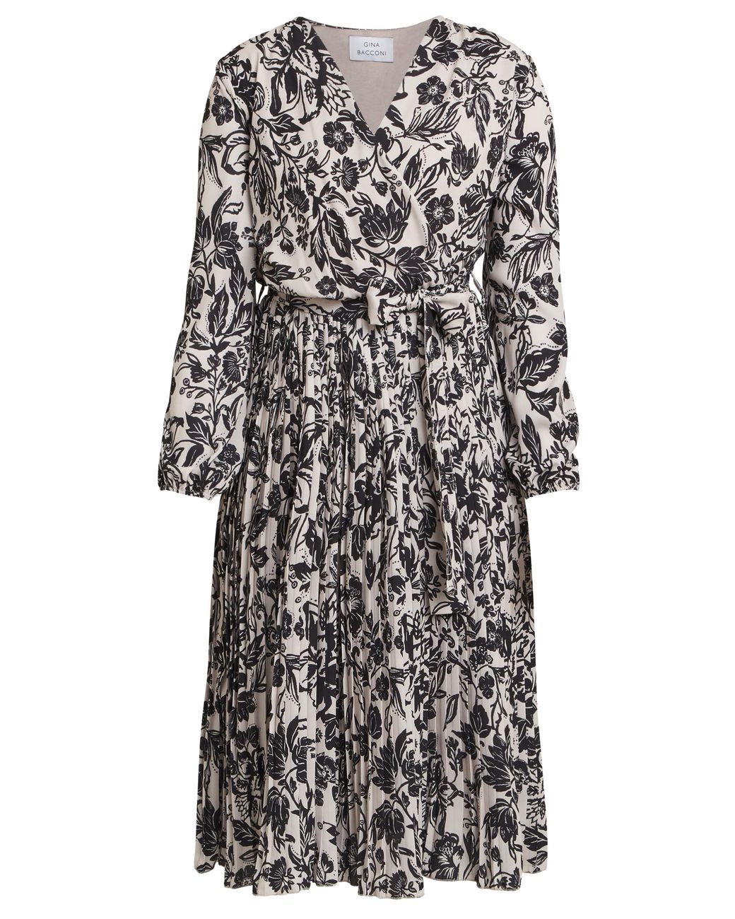 Gina Bacconi Black Lucine X Over Bodice Dress With Pleated Skirt