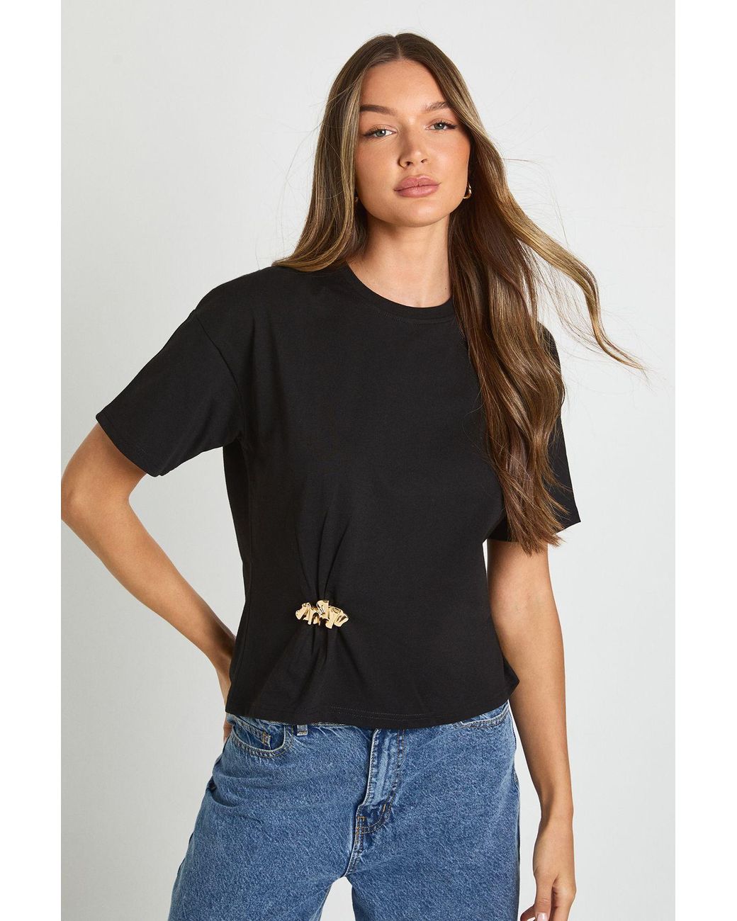 Boohoo Black Oversized T-Shirt With Trim Detail