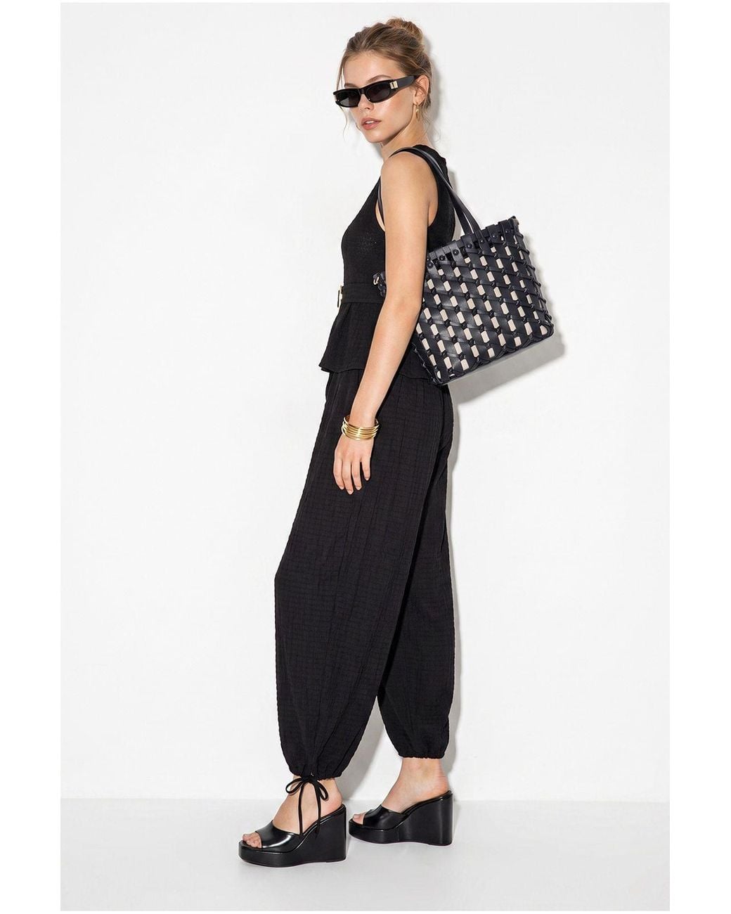 Bianco Lucci Blue High Waist Wide Leg Two-Piece Coord