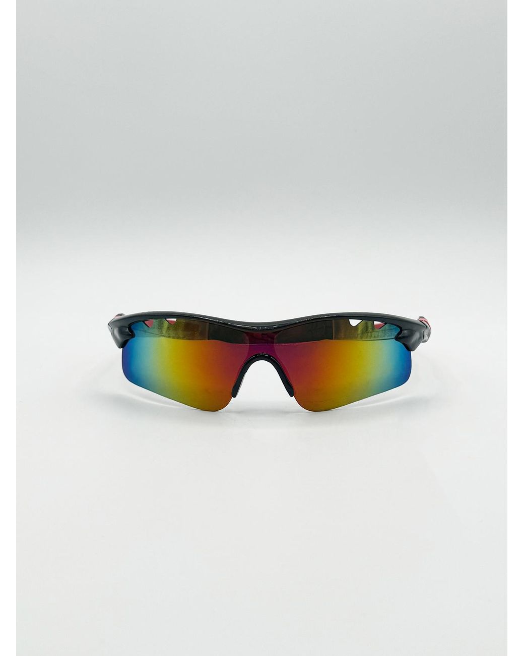 SVNX White Outdoor Sports Racer Sunglasses With Hard Case for men