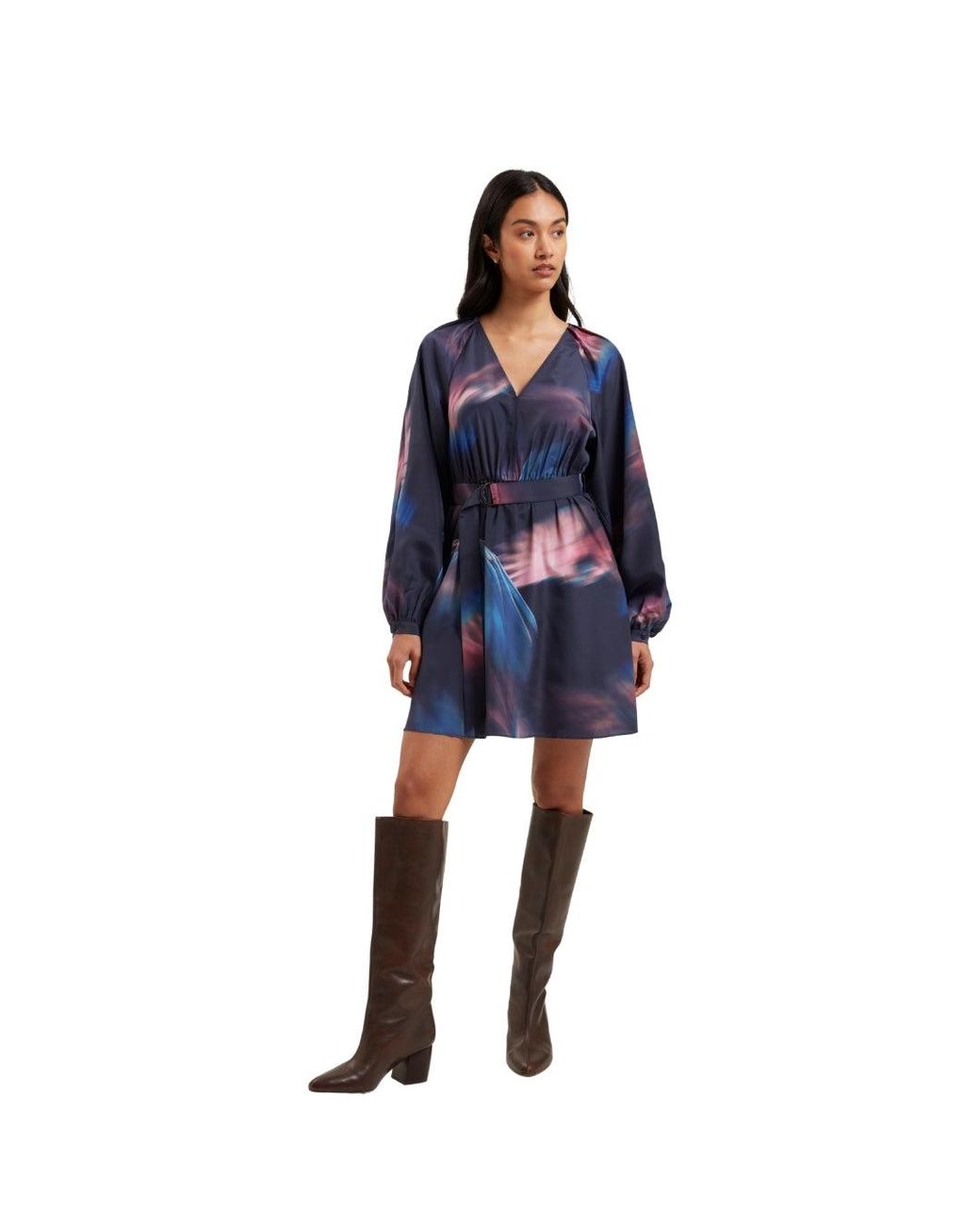 Ted Baker Blue Alte Printed Belted Mini Dress