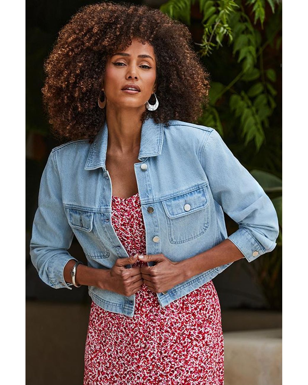 Sosandar Blue Light Wash Relaxed Fit Denim Jacket