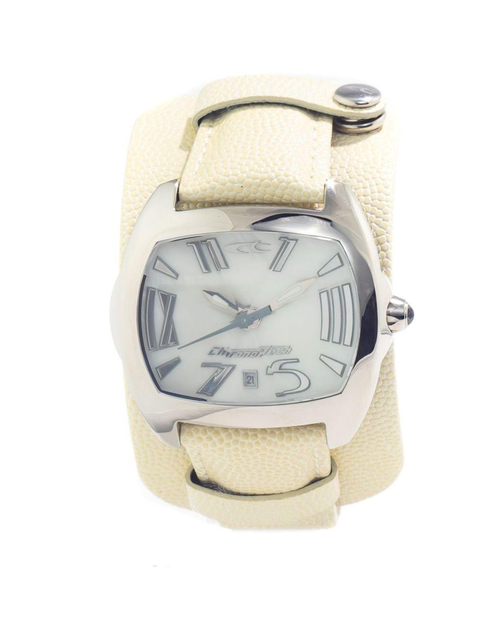 Chronotech Metallic Beige Leather Watch for men