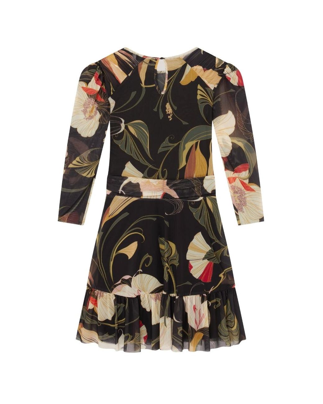 Ted Baker Black Gathered Shoulder Mesh Mini Skater Dress
