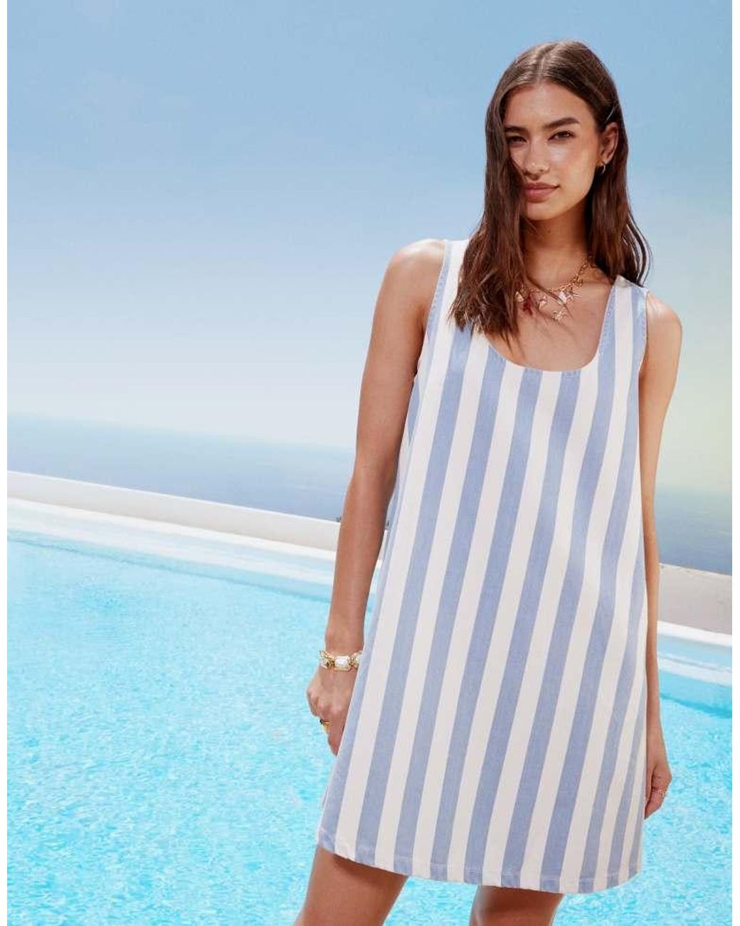 ASOS Blue Scoop Neck Denim Mini Dress
