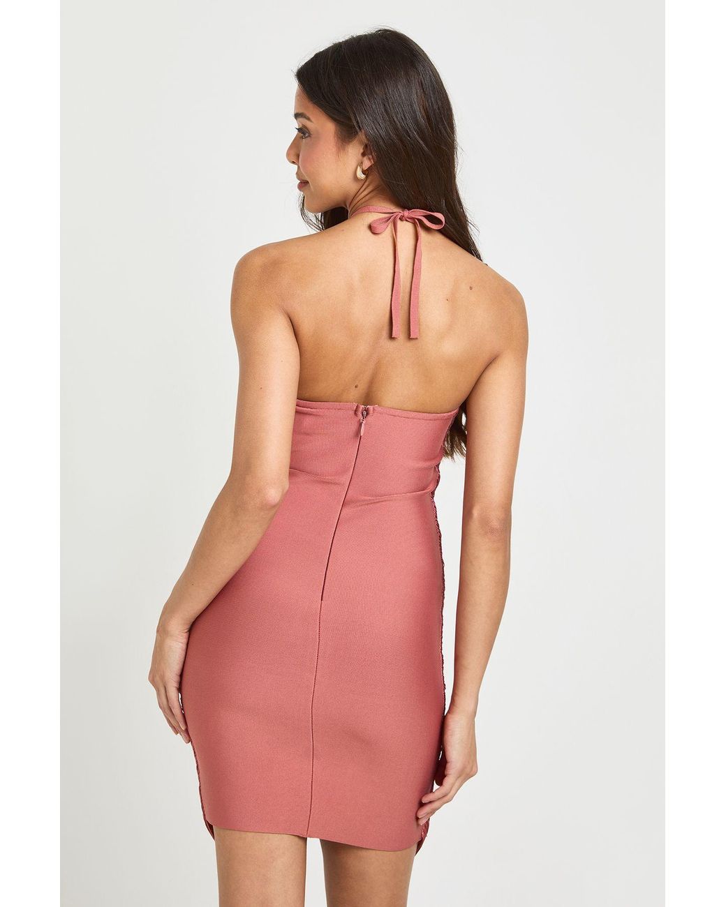 Boohoo Orange Premium Bandage Tassle Detail Mini Dress