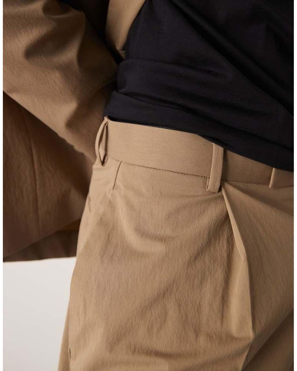 ASOS Black Oversized Tapered Front Pleat Suit Trousers for men