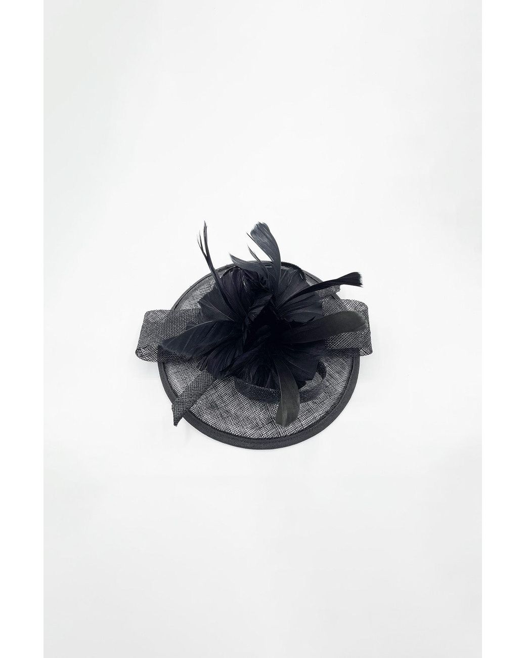 SVNX Black Feather & Bow Disc Fascinator