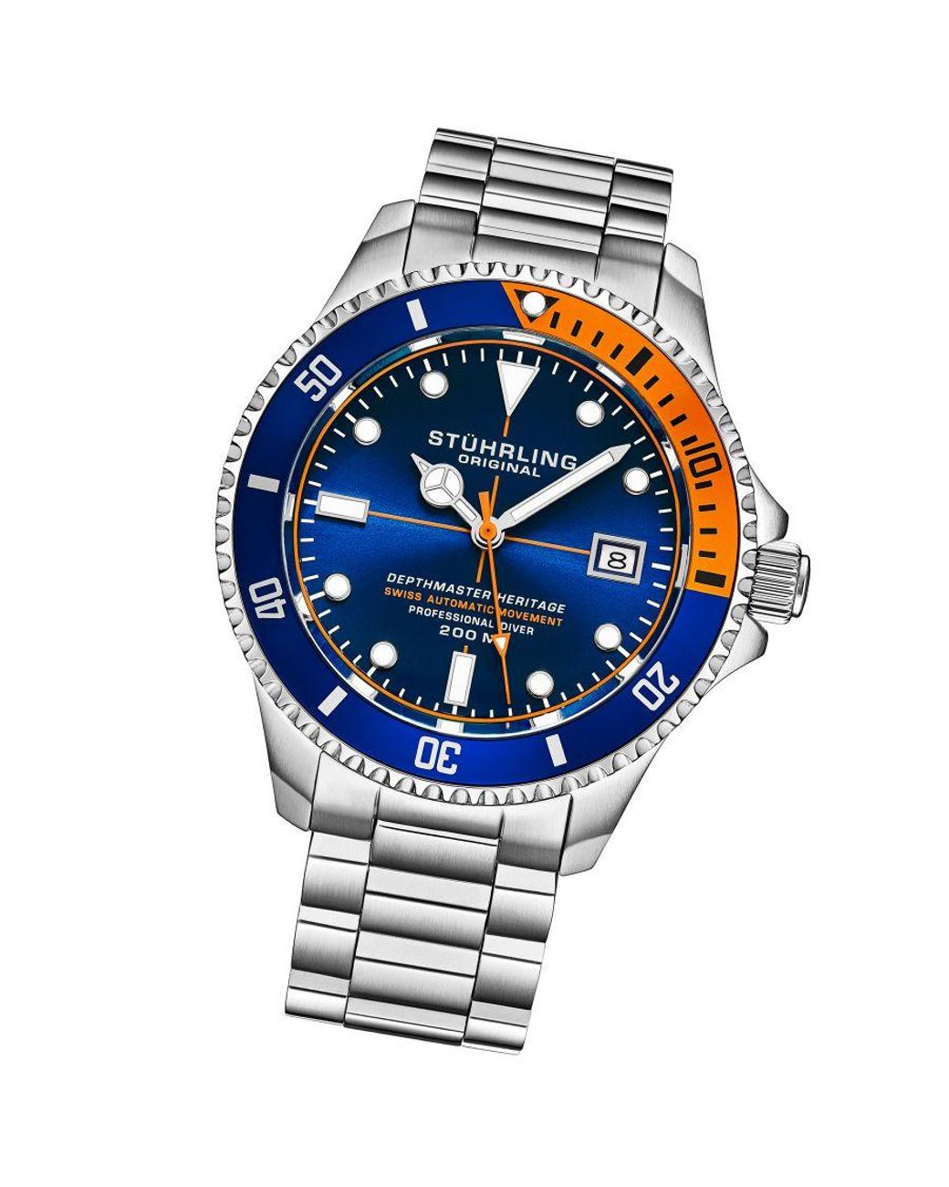 Stuhrling Blue And Swiss Automatic Depthmaster Heritage 42Mm Diver for men